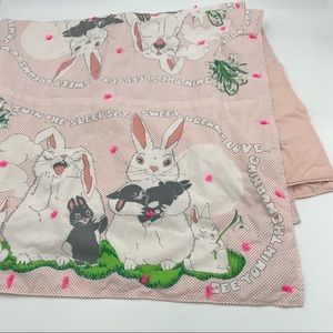 Vintage Handmade Sleepy Bunny Baby Blanket Throw Quilt Kawaii Rabbits Easter‎
